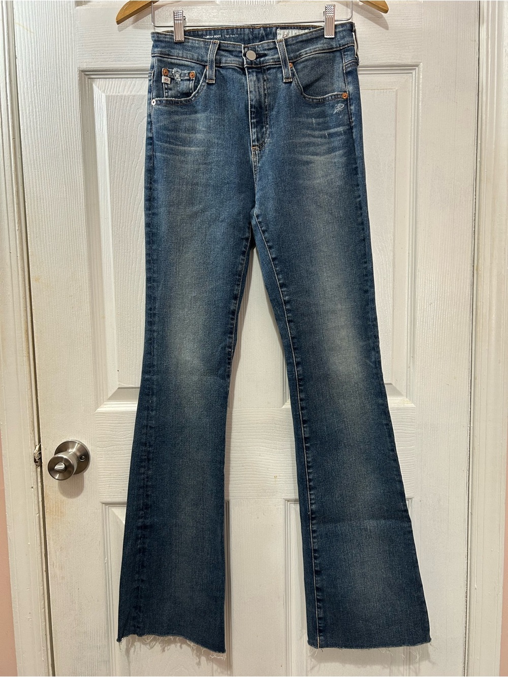 AG Adriano Goldschmied Farrah Boot High Rise Distressed Jeans Denim 26x32